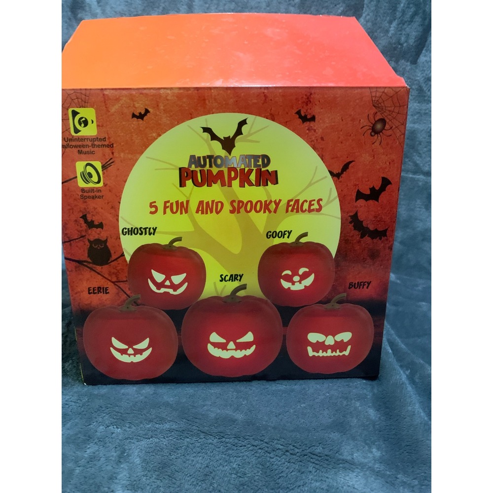 Pinnacle Brands Automated Pumpkin 5 Faces Spooky Orange Animated Music LEDPB900